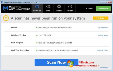 스크린 샷 Malwarebytes Anti-Malware Windows 7