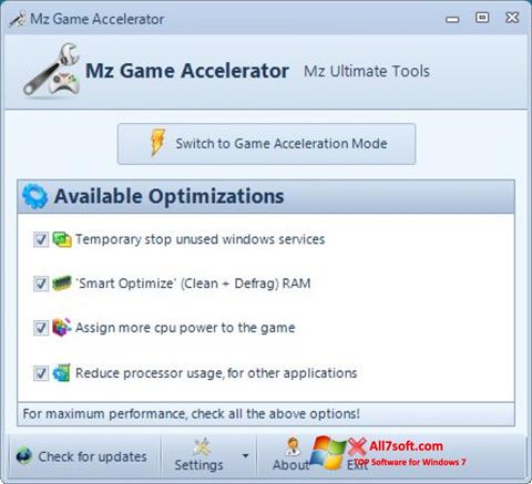 스크린 샷 Mz Game Accelerator Windows 7