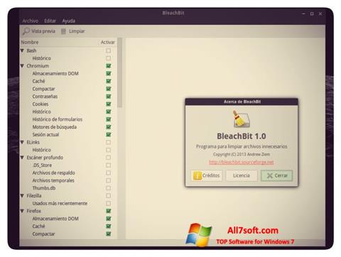 스크린 샷 BleachBit Windows 7