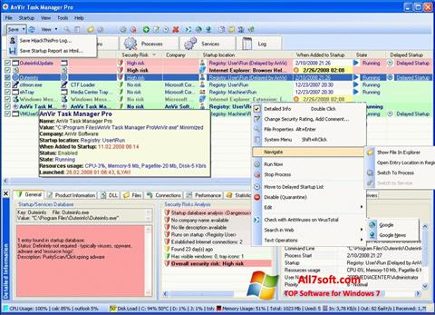 스크린 샷 AnVir Task Manager Windows 7