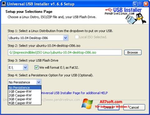 스크린 샷 Universal USB Installer Windows 7