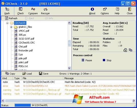 스크린 샷 CDCheck Windows 7