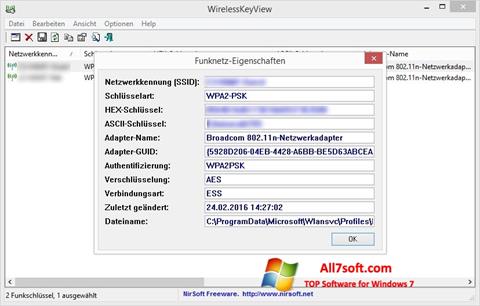 스크린 샷 WirelessKeyView Windows 7