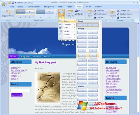 스크린 샷 Artisteer Windows 7