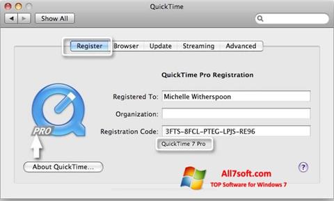 스크린 샷 QuickTime Pro Windows 7