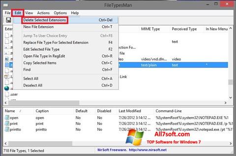 스크린 샷 Unassociate File Types Windows 7