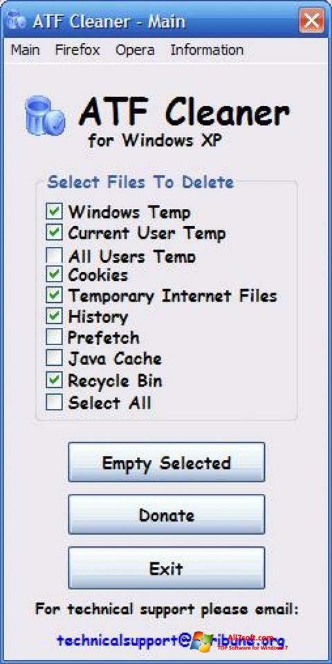 스크린 샷 ATF Cleaner Windows 7