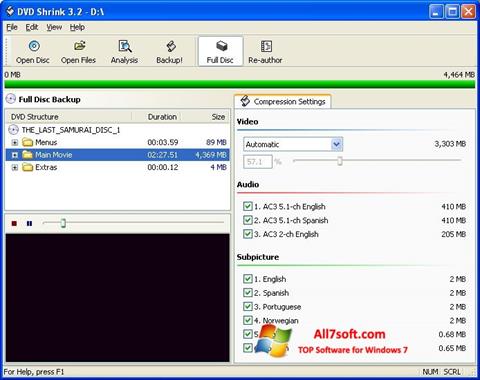 스크린 샷 DVD Shrink Windows 7