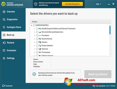 스크린 샷 Auslogics Driver Updater Windows 7