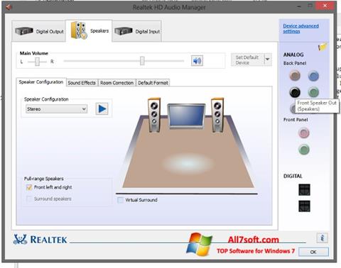 스크린 샷 Realtek HD Audio Windows 7