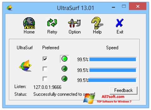 스크린 샷 UltraSurf Windows 7