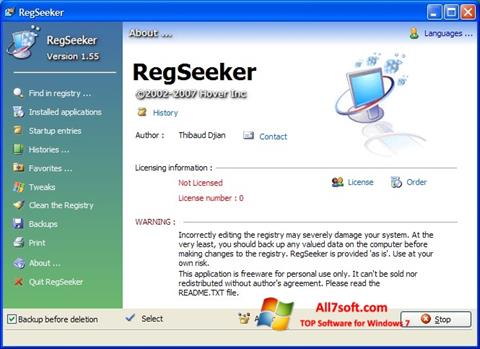 스크린 샷 RegSeeker Windows 7