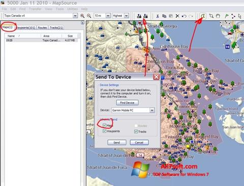 스크린 샷 MapSource Windows 7