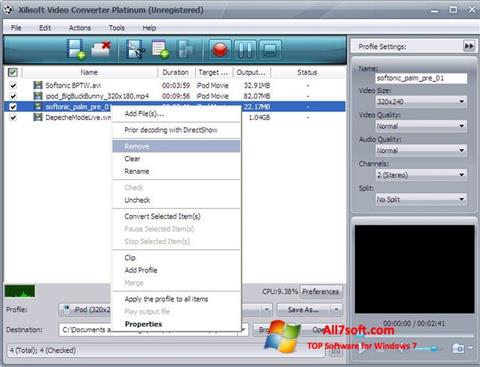 스크린 샷 Xilisoft Video Converter Windows 7