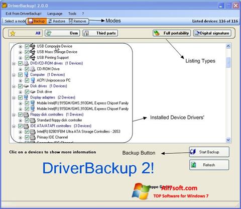 스크린 샷 Driver Backup Windows 7