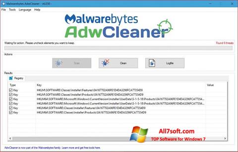스크린 샷 AdwCleaner Windows 7