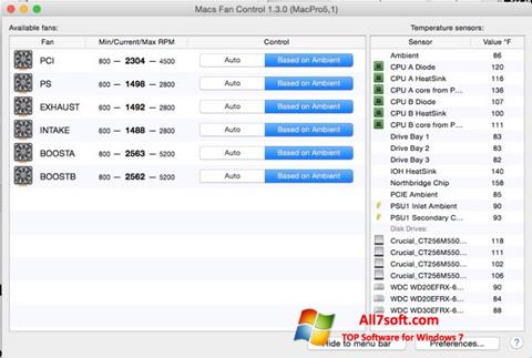 스크린 샷 Macs Fan Control Windows 7